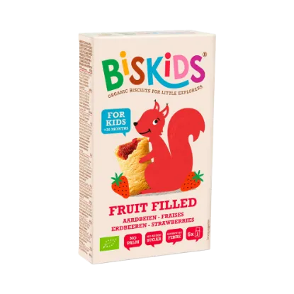 Biskids Fruit Filled biokeksz 120g - eperpürével töltve 36 hónapos kortól termékhez kapcsolódó kép