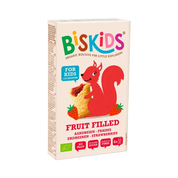 Biskids Fruit Filled biokeksz 120g - eperpürével töltve 36 hónapos kortól termékhez kapcsolódó kép