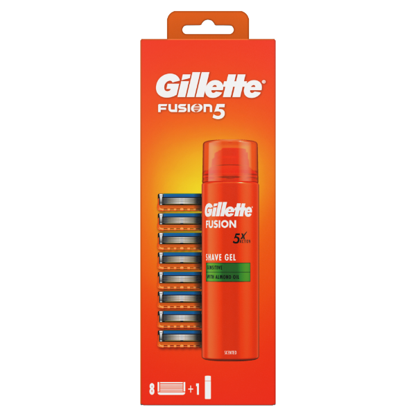 Gillette Fusion5 8 db Férfi Borotvabetét + Sensitive Borotvazselé 200 ml termékhez kapcsolódó kép