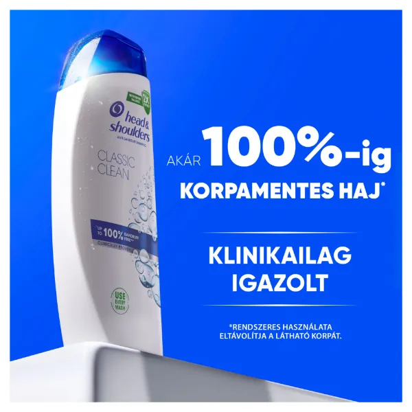 Head & Shoulders Classic Clean korpa elleni sampon 250ml napi használatra. Tiszta érzet termékhez kapcsolódó kép