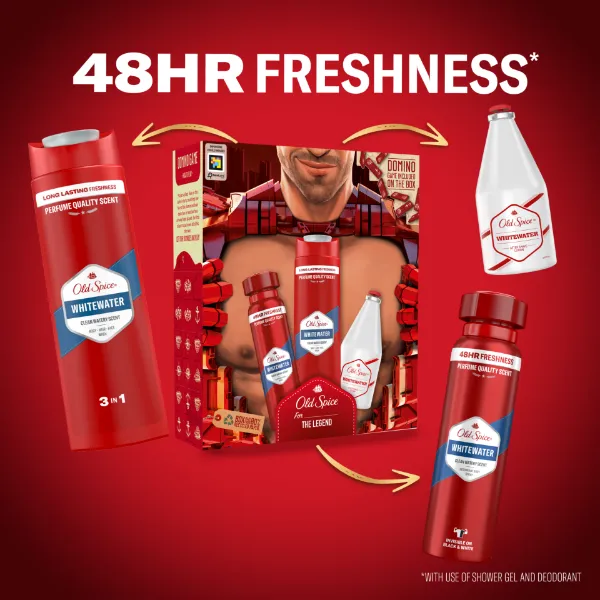 Old Spice Whitewater Ironman ajándékcsomag (deo spray,  tusfürdő és borotválkozás utáni arcszesz) termékhez kapcsolódó kép