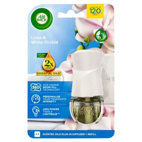 Air Wick elektromos légfrissítő készülék & utántöltő 19 ml Pamut és Fehér Orchidea termékhez kapcsolódó kép