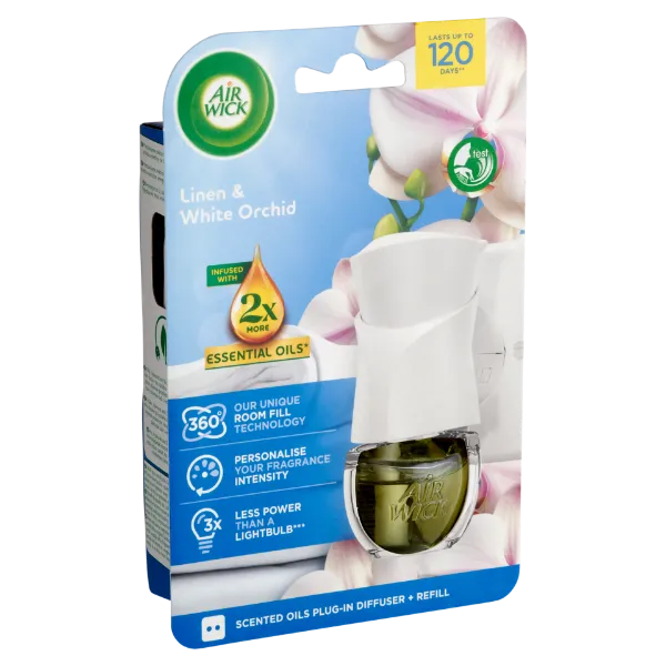 Air Wick elektromos légfrissítő készülék & utántöltő 19 ml Pamut és Fehér Orchidea termékhez kapcsolódó kép