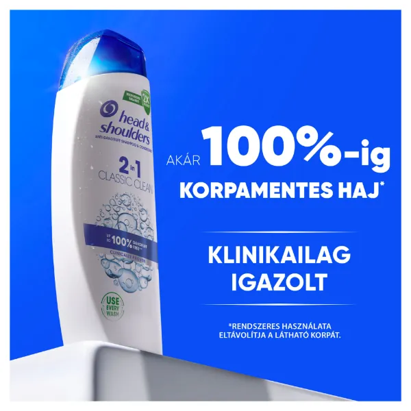 Head & Shoulders Classic Clean 2az1-ben korpásodás elleni sampon 250ml. Friss tiszta Illat termékhez kapcsolódó kép