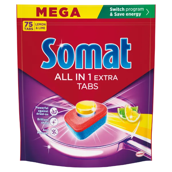 Somat All in 1 Extra Lemon & Lime gépi mosogatótabletta 75 db 1245 g termékhez kapcsolódó kép