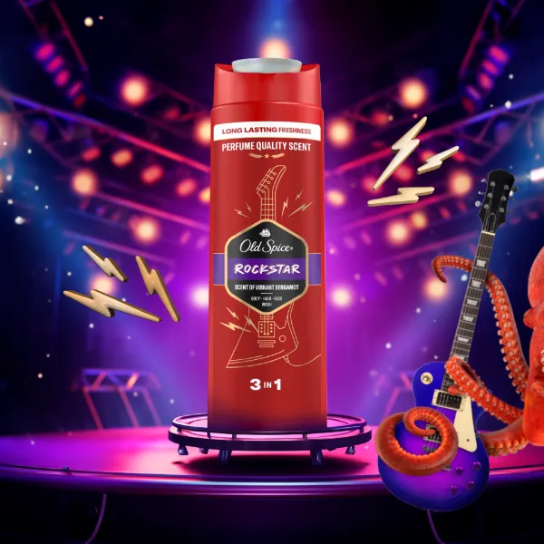 Old Spice Rock Star férfi tusfürdő és sampon, 400 ml termékhez kapcsolódó kép