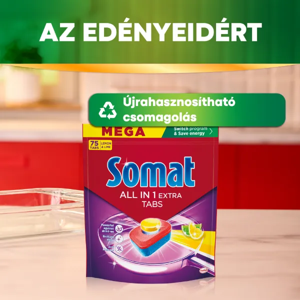 Somat All in 1 Extra Lemon & Lime gépi mosogatótabletta 75 db 1245 g termékhez kapcsolódó kép