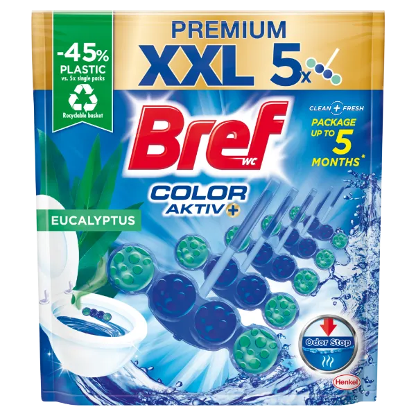 Bref Color Aktiv WC frissítő 5 x 50 g (250 g) Eucalyptus termékhez kapcsolódó kép