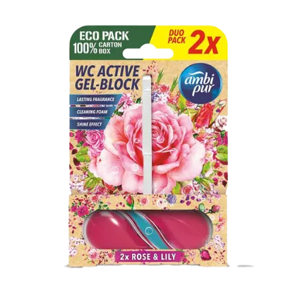 Ambipur aktív wc gél block 2x45g rose & lily termékhez kapcsolódó kép