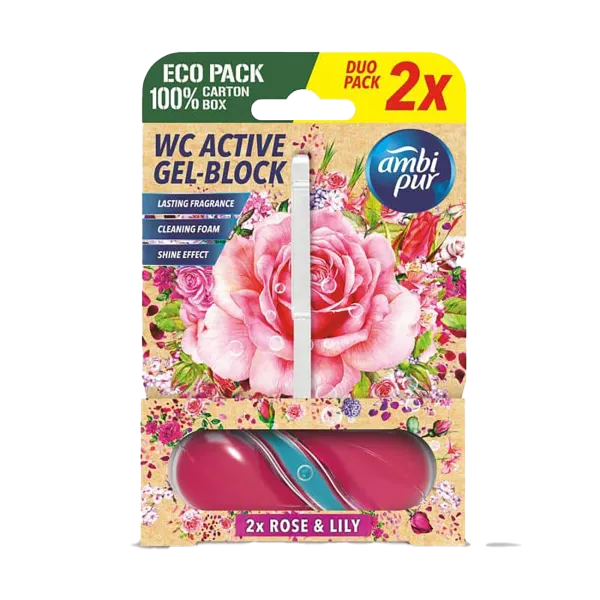 Ambipur aktív wc gél block 2x45g rose & lily termékhez kapcsolódó kép