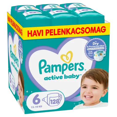 Pampers Active Baby pelenka - havi pelenkacsomag, Méret: 6, 128 db Pelenka, 13kg - 18kg termékhez kapcsolódó kép