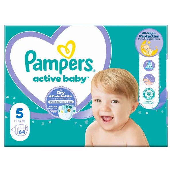 Pampers Active Baby Pelenka, Méret: 5, 64 db Pelenka, 11kg-16kg termékhez kapcsolódó kép