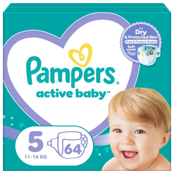 Pampers Active Baby Pelenka, Méret: 5, 64 db Pelenka, 11kg-16kg termékhez kapcsolódó kép
