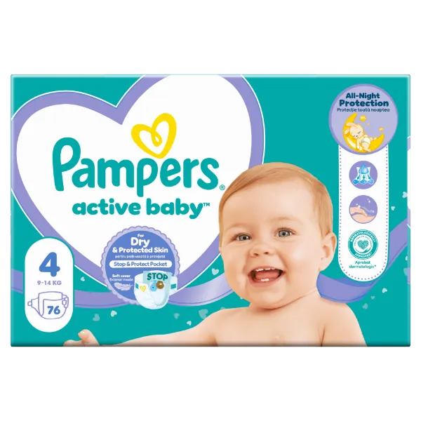 Pampers Active Baby Pelenka, Méret: 4, 76 db Pelenka, 9kg-14kg termékhez kapcsolódó kép