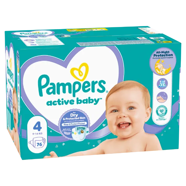 Pampers Active Baby Pelenka, Méret: 4, 76 db Pelenka, 9kg-14kg termékhez kapcsolódó kép