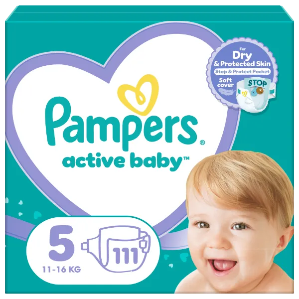 Pampers Active Baby Pelenka, Méret: 5, 111 db Pelenka, 11kg-16kg termékhez kapcsolódó kép