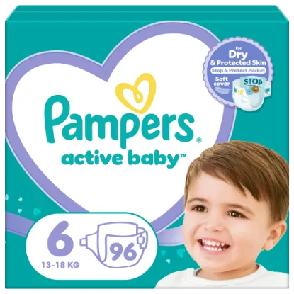 Pampers Active Baby Pelenka, Méret: 6, 96 db Pelenka, 13kg-18kg termékhez kapcsolódó kép