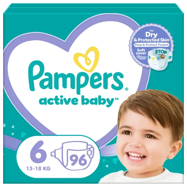Pampers Active Baby Pelenka, Méret: 6, 96 db Pelenka, 13kg-18kg termékhez kapcsolódó kép