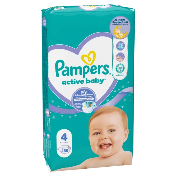 Pampers Active Baby pelenka - Méret: 4, 58 db pelenka, 6kg-10kg termékhez kapcsolódó kép