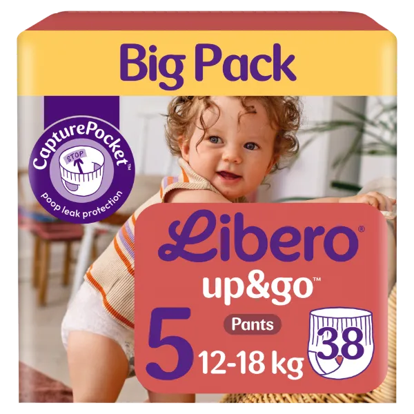Libero Up&Go egyszerhasználatos bugyipelenka, méret: 5, 12-18 kg, 38 db termékhez kapcsolódó kép