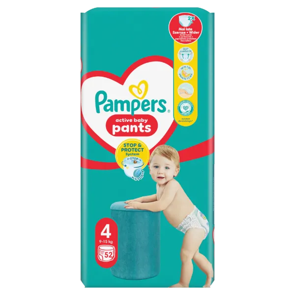 Pampers Active Baby Bugyipelenka, Méret 4, 52 Bugyipelenka, 9kg-15kg termékhez kapcsolódó kép