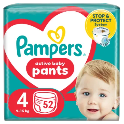 Pampers Active Baby Bugyipelenka, Méret 4, 52 Bugyipelenka, 9kg-15kg termékhez kapcsolódó kép