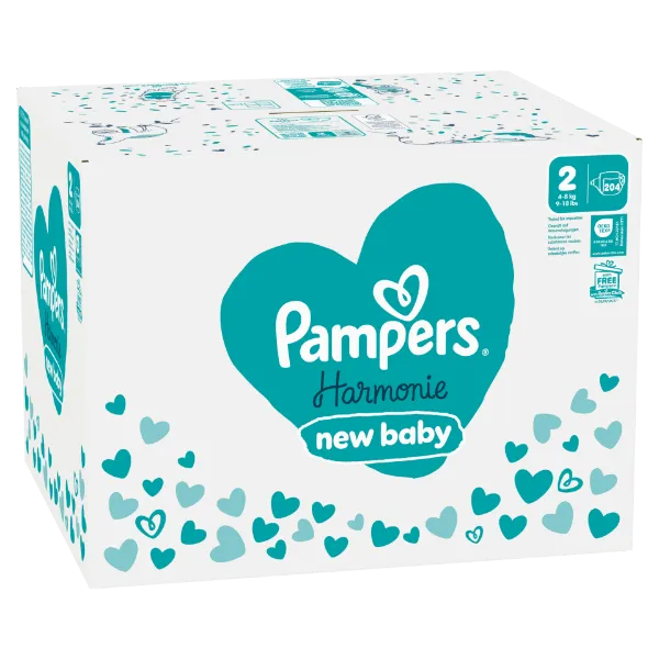Pampers Harmonie Baby Pelenka - havi pelenkacsomag, Méret: 2, 204 db Pelenka, 4kg-8kg termékhez kapcsolódó kép