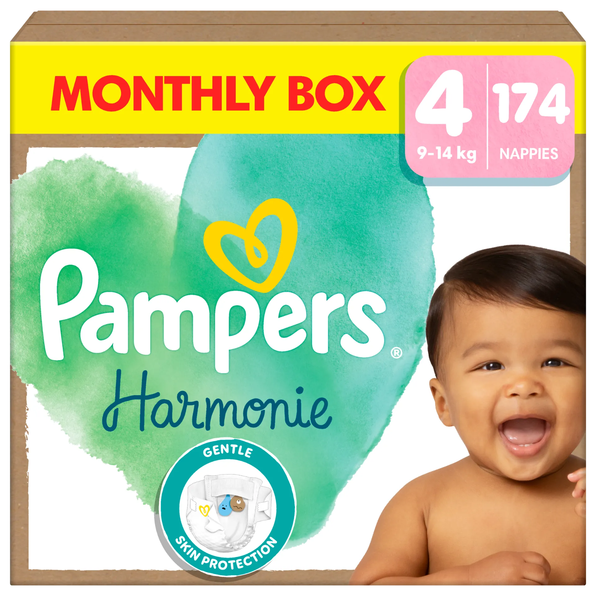 Pampers Harmonie Baby Pelenka - havi pelenkacsomag, Méret: 4, 174 db Pelenka, 9kg-14kg