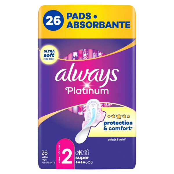 Always Platinum Super Szárnyas Egészségügyi Betét, 26 db termékhez kapcsolódó kép