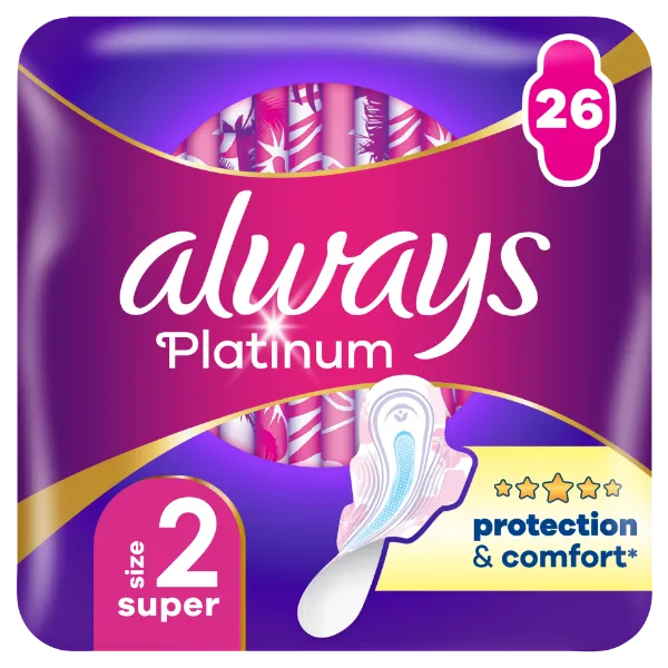 Always Platinum Super Szárnyas Egészségügyi Betét, 26 db termékhez kapcsolódó kép