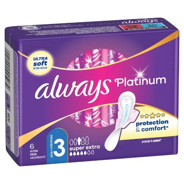 Always Platinum Night (3-as méret) Szárnyas Egészségügyi Betét, 6 db termékhez kapcsolódó kép