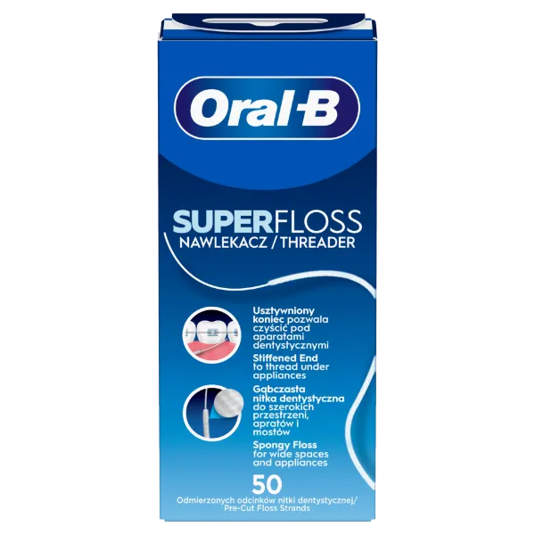 Oral-B Superfloss – Lepedék és Fogkő Eltávolítása – Tisztítja a Fogszabályzók Területét – 50 db termékhez kapcsolódó kép