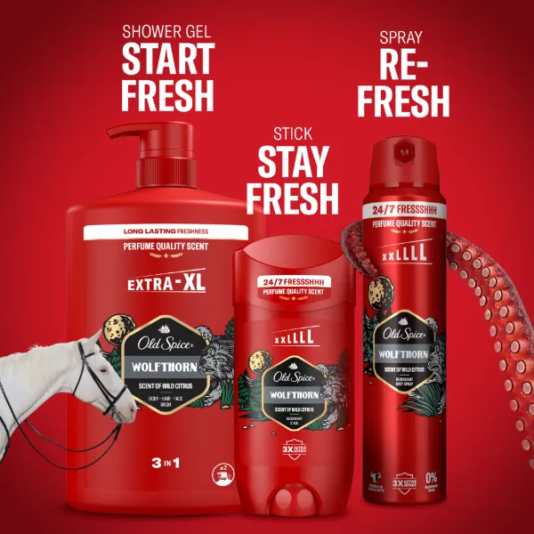 Old Spice Wolfthorn Férfi 3 az 1-ben Sampon és Tusfürdő, 1000 ml termékhez kapcsolódó kép