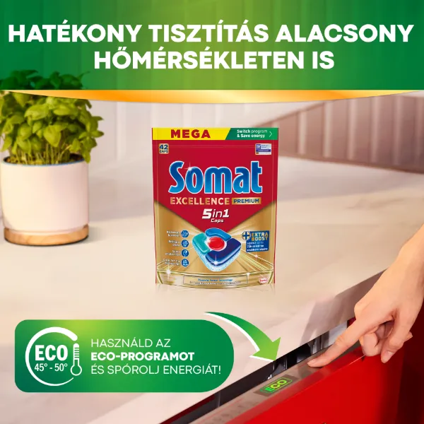 Somat Excellence Premium 5in1 gépi mosogatószer kapszula 42 db 781,2 g termékhez kapcsolódó kép