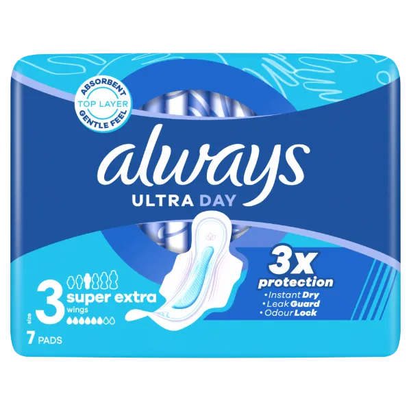 Always Ultra Super Extra Egészségügyi Betét (3-as Méret) Szárnyas Betét x 7] termékhez kapcsolódó kép