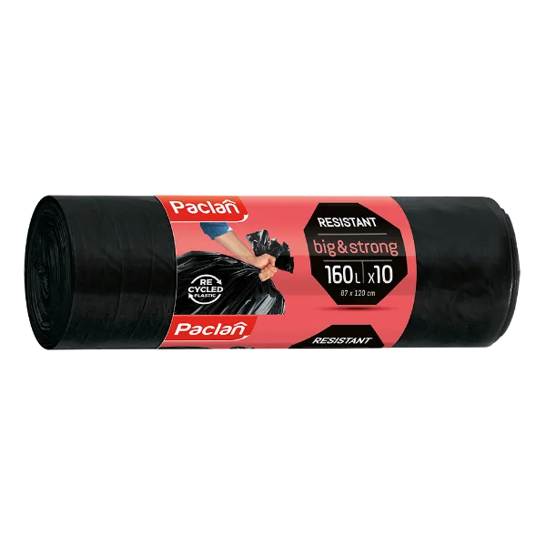 Paclan Big&Strong fekete szemeteszsák 160l (*10zsák) 87cm*120cm 30my termékhez kapcsolódó kép