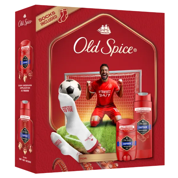 Old Spice Footballer Ajándékszett Captain Stift Dezodorral, Tusfürdővel és Zoknival termékhez kapcsolódó kép