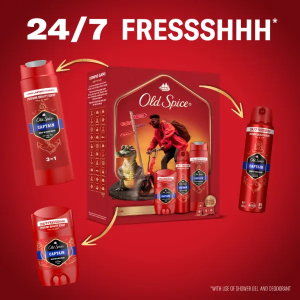 Old Spice Ajándékszett Captain Stift Dezodorral, Spray-vel és Tusfürdővel termékhez kapcsolódó kép