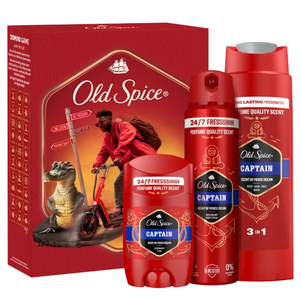 Old Spice Ajándékszett Captain Stift Dezodorral, Spray-vel és Tusfürdővel termékhez kapcsolódó kép