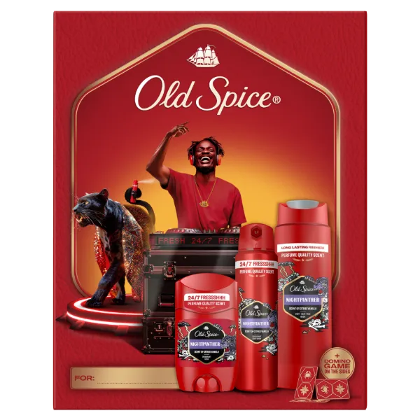 Old Spice DJ Ajándékszett Night Panther Stift Dezodorral, Spray-vel és Tusfürdővel termékhez kapcsolódó kép