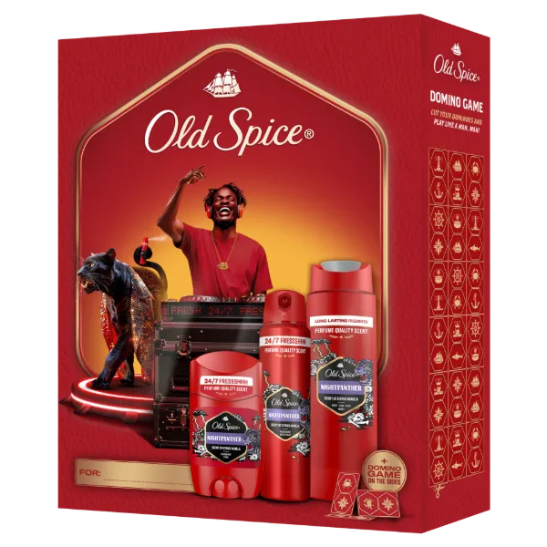 Old Spice DJ Ajándékszett Night Panther Stift Dezodorral, Spray-vel és Tusfürdővel termékhez kapcsolódó kép