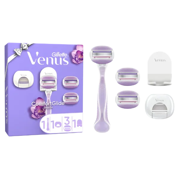 Venus ComfortGlide Breeze Női Borotva – 3 db Borotvabetét + Zuhanyzóban Rögzíthető Tartó+Pengefedél termékhez kapcsolódó kép