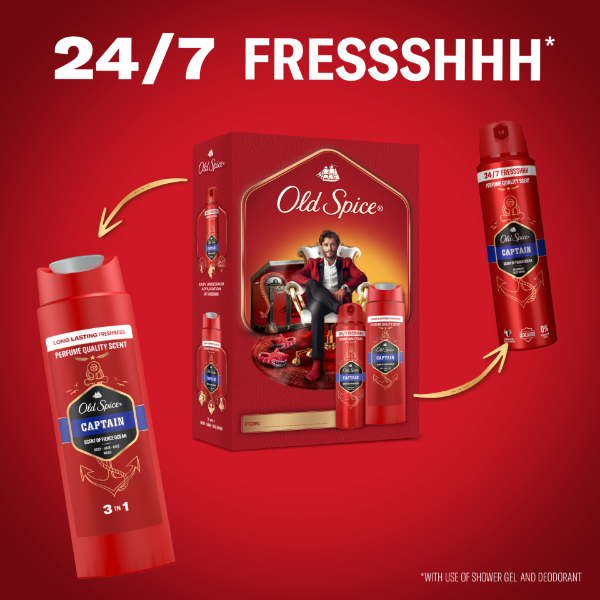 Old Spice Gentleman Ajándékszett Captain Deo Spray-vel és Tusfürdővel termékhez kapcsolódó kép