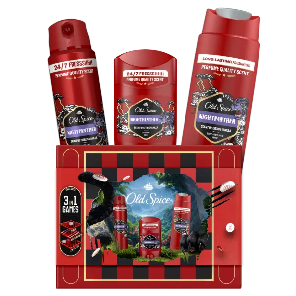 Old Spice Gamebox Ajándékszett Night Panther Stift Dezodorral, Spray-vel és Tusfürdővel termékhez kapcsolódó kép