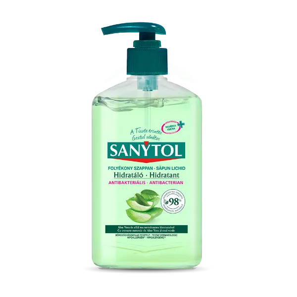 Sanytol Antibakteriális Folyékony Szappan Zöld Tea és aloe vera 250ml termékhez kapcsolódó kép