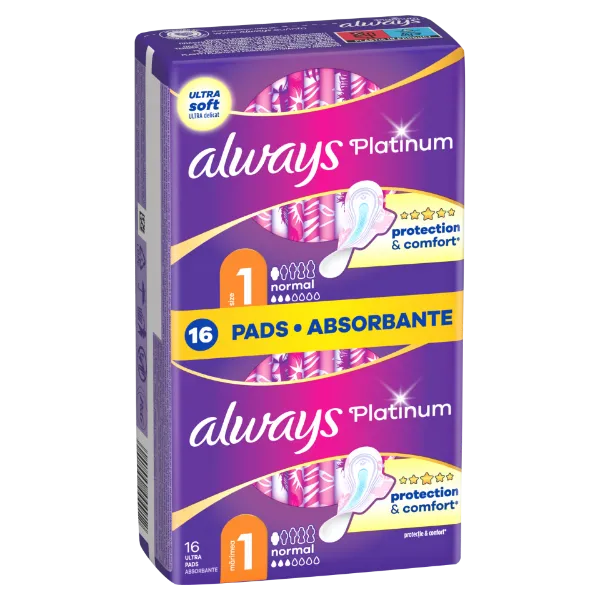 Always Platinum Normal (1-es méret) Szárnyas Egészségügyi Betét, 16 db termékhez kapcsolódó kép