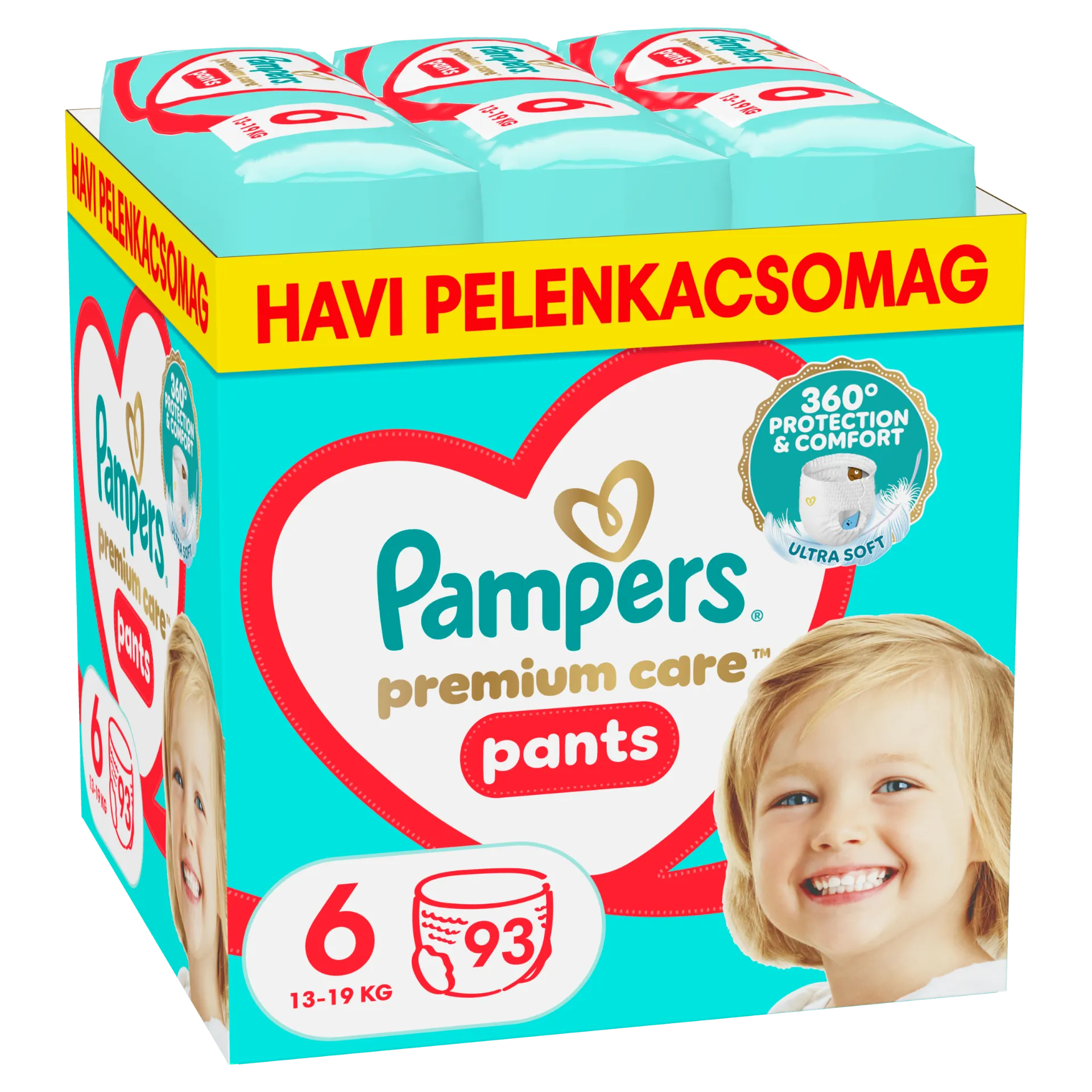 Pampers Premium Care Bugyipelenka - havi pelenkacsomag, Méret: 6, 93 db, 13kg-19kg