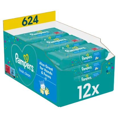 Pampers Fresh Clean Nedves Törlőkendő, 1 csomag = 624 db termékhez kapcsolódó kép