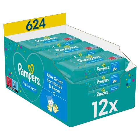 Pampers Fresh Clean Nedves Törlőkendő, 1 csomag = 624 db termékhez kapcsolódó kép