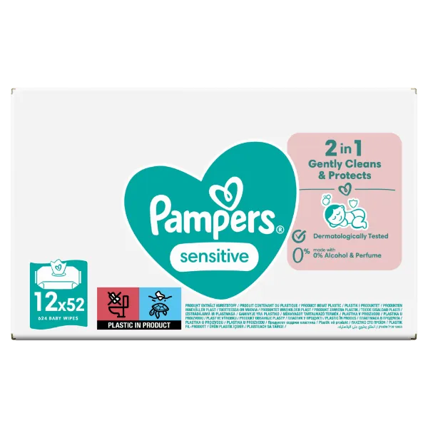 Pampers Sensitive Nedves Törlőkendő, 12 csomag = 624 db Törlőkendő termékhez kapcsolódó kép